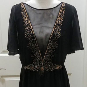 💋 BEBE DRESS Black Sequin Mesh Dress 12 🎈